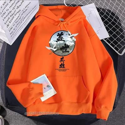 Heroes Of Earth Chinese Character Style Print Hoodies Women Unisex Autumn Clothing Street Hoody Crewneck Pullover Tops