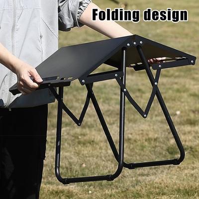 Table Pliante Portable Légère Cadre Métallique Robuste Bureau Pliant en Deux Camping Extérieur Randonnée Trekking Barbecue Table Pliante Tactique