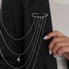 Salircon Trendy Simple Silver Color Brooch for Women Creative Multi Layer Tassel Dress Suit Pants Pins Clip Fashion Jewelry Gift