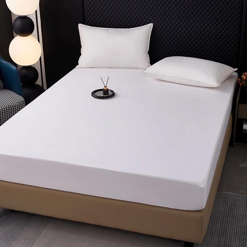 Safe Waterproof Mattress Protector Soft Comfortable Breathable Solid Color Fitted Bedding Cover No Pillowcases Included