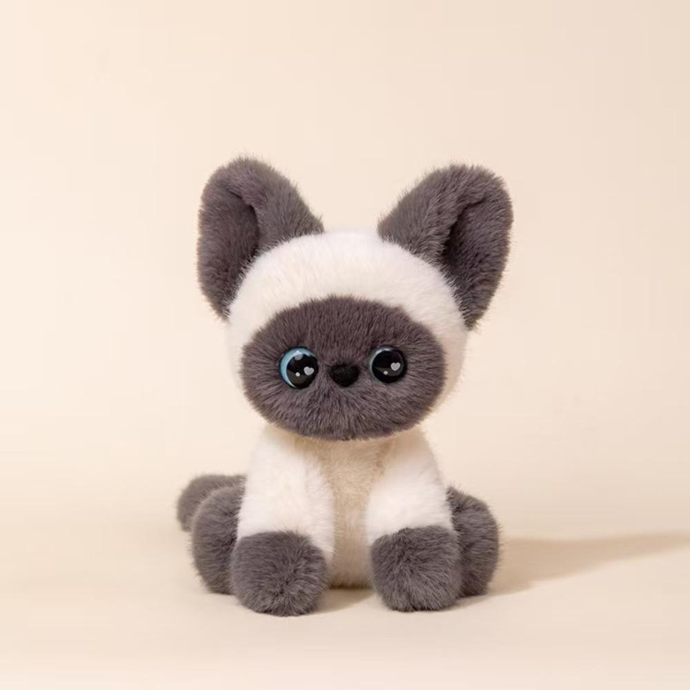Cute Sitting Stuffed Devon Rex Stuffed Animal Cat Plush Doll Siamese Cat Plush  Home Decor