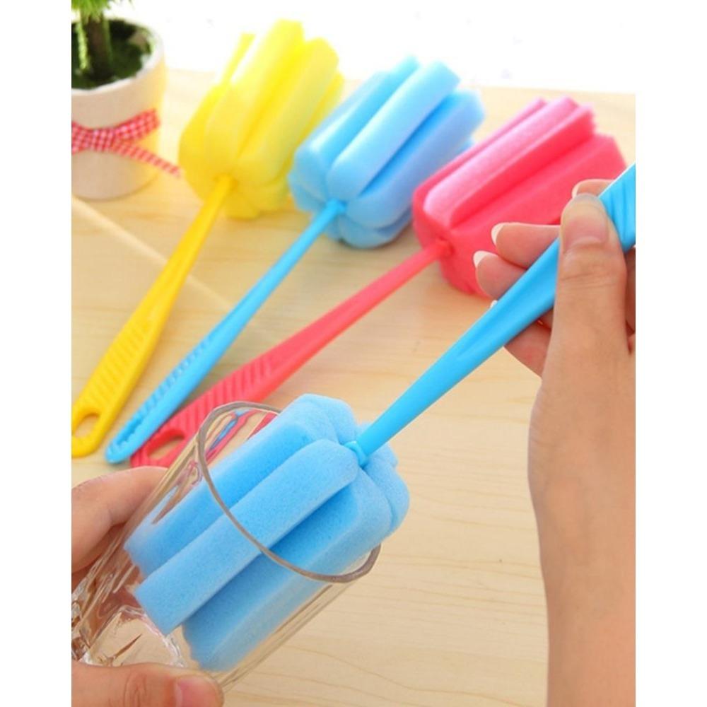1PACK/3 Pcs Kitchen Cleaning Tool Sponge Brush For Wineglass Bottle Coffe Tea Glass Random Color