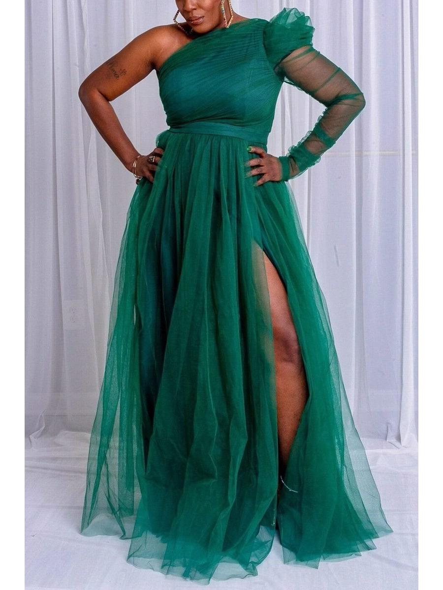 

Сукня-розмах із сітки, весна/літо 2021 року в Європі та Америці, великий розмір XXL темно-зелений колір