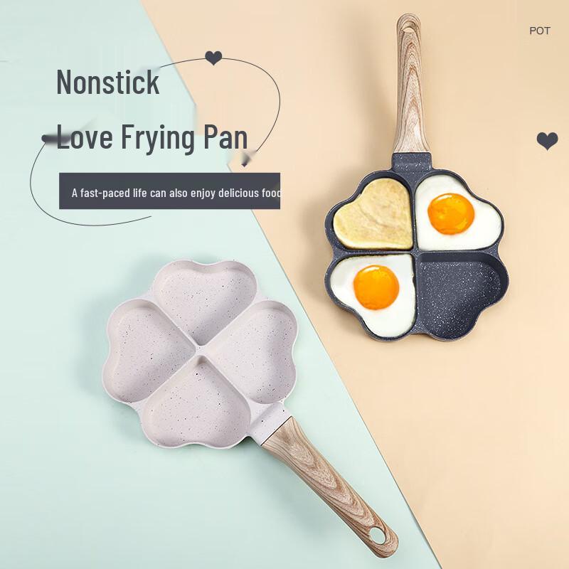 ZISIZ 4-Hole Heart-Shaped Non-Stick Egg Frying Pan