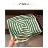 Korean Style Green Geometric Stripe Silk Scarf Women Summer Sun Protection Shawl Multi Functional Headscarf