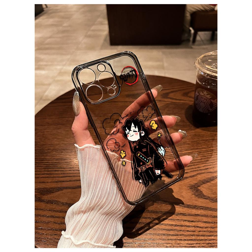 Demon Slayer Muichiro & Sanemi Chibi Clear TPU Phone Case For IPhone 15 Pro Max & Samsung Galaxy S24 Ultra, Shockproof Cover