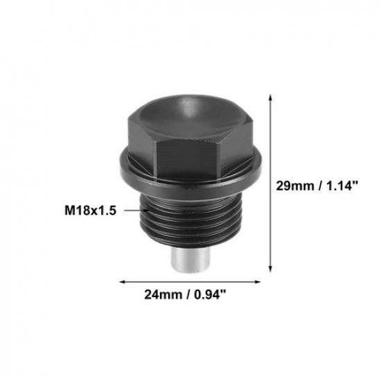 Universal M18x1.5 Car Magnetic Oil Drain Plug Bolt with 3 Gasket Black Pack of 1