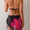 Printed 3 Piece Split Bikini Swimsuit Set with Tie Up Apron