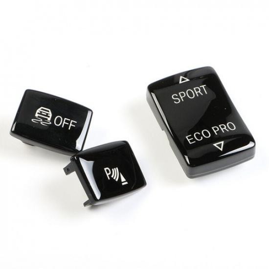Glossy Black Gear Shift Side Off + Sport + Parking Sensor Button For BMW 3 F30