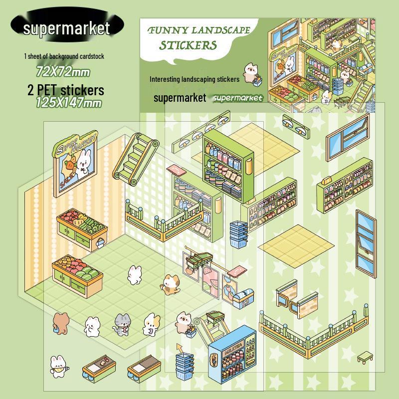 Zaomo 3D Landskapsklistermärke: Little World Series - Kreativt DIY-scenkollagepaket