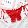 Nightwear Sleepwear Bowknot Lace G-string Crotchless Underwear Open Crotch Sexy Bondage Panties