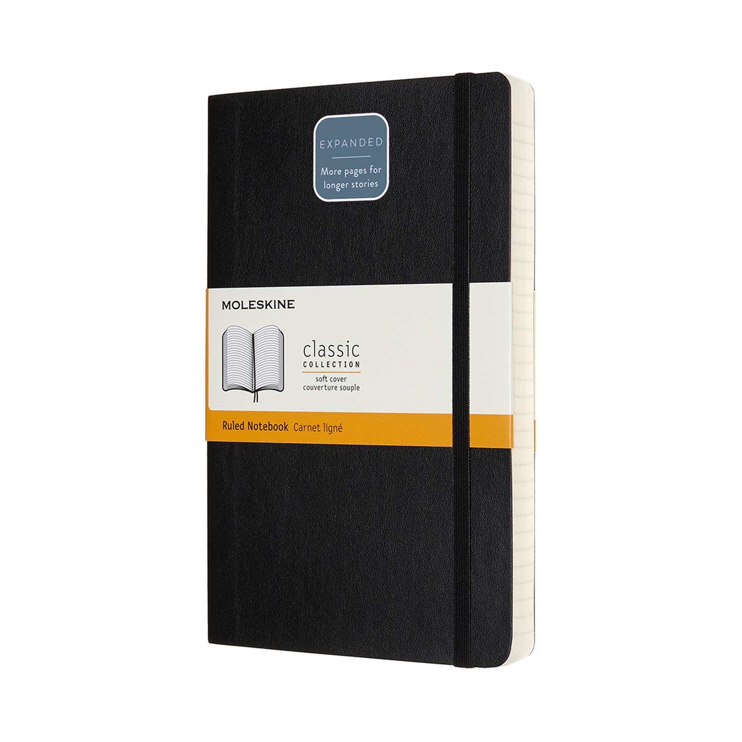 

Блокнот Moleskine Classic Expanded (400 страниц), Мягкая обложка, Горизонтальная разметка, Большой формат, Черный, QP616EXP