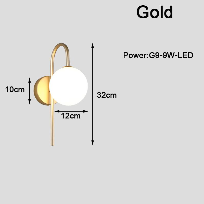 Minimalist Indoor LED Wall Lamps with Glass Bulb for Bedroom Bedside Nordic 9W  LED Wall Lights Wall Sconce for Living Room Home