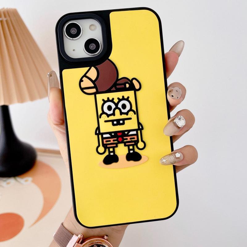 

Silicone 3D Stereo SpongeBob Phone Case for iPhone 11/12 Pro/15 Pro Max iPhone XR