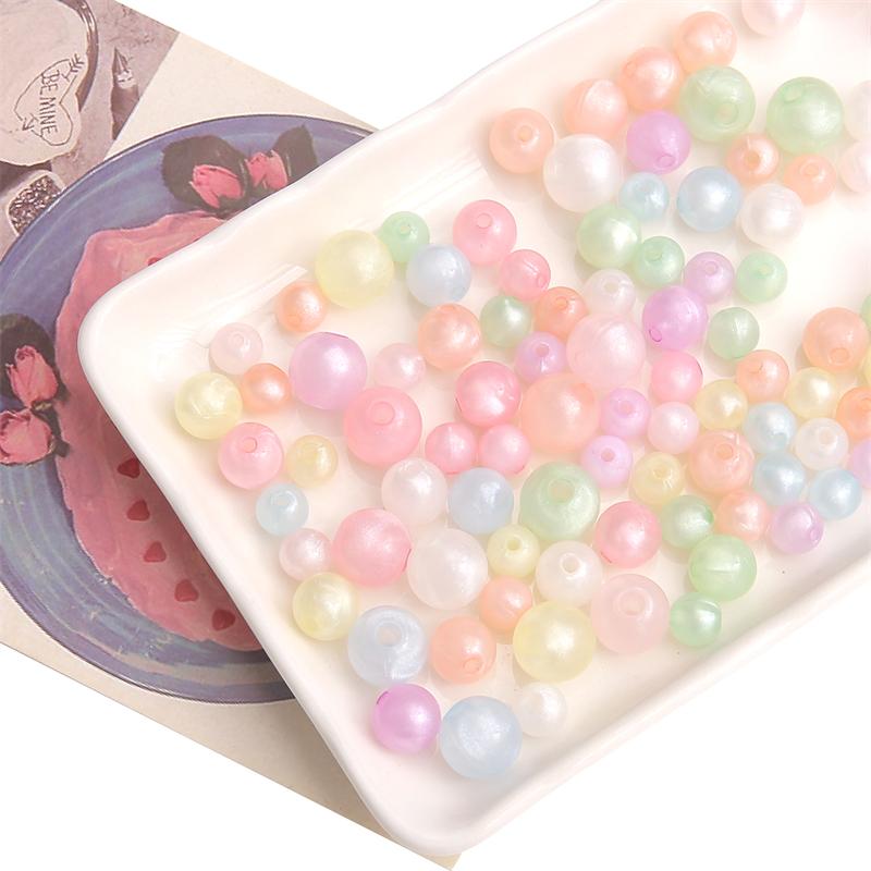20-50pcs/bag Acrylic Luminous Round Beads DIY Bracelet Necklace Earrings Jewelry Accessories