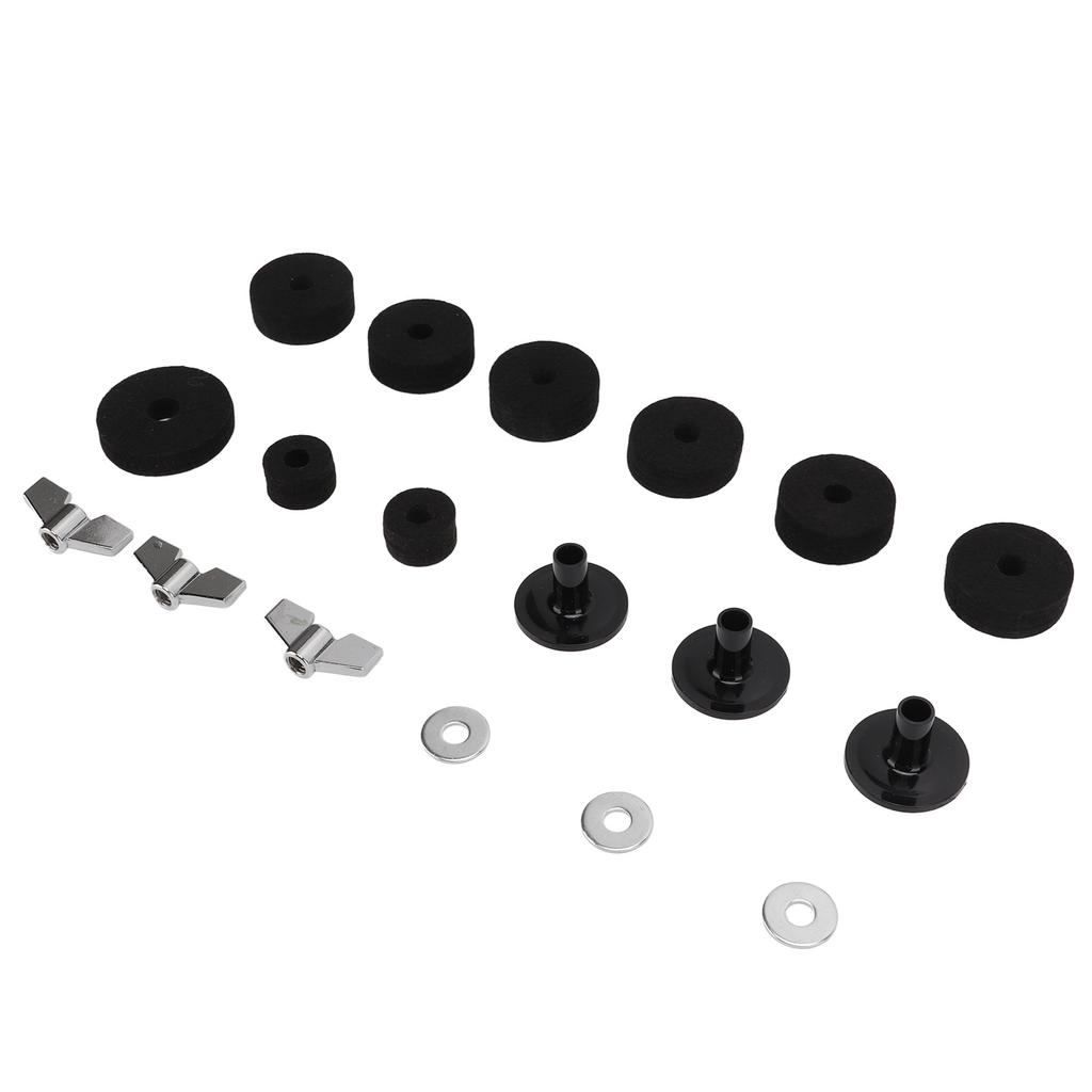 Drum Kit Non Slip Felt Pad Set Wing Nuts Stand Sleeves Cymbal Washers Replacement AccessoriesBlack