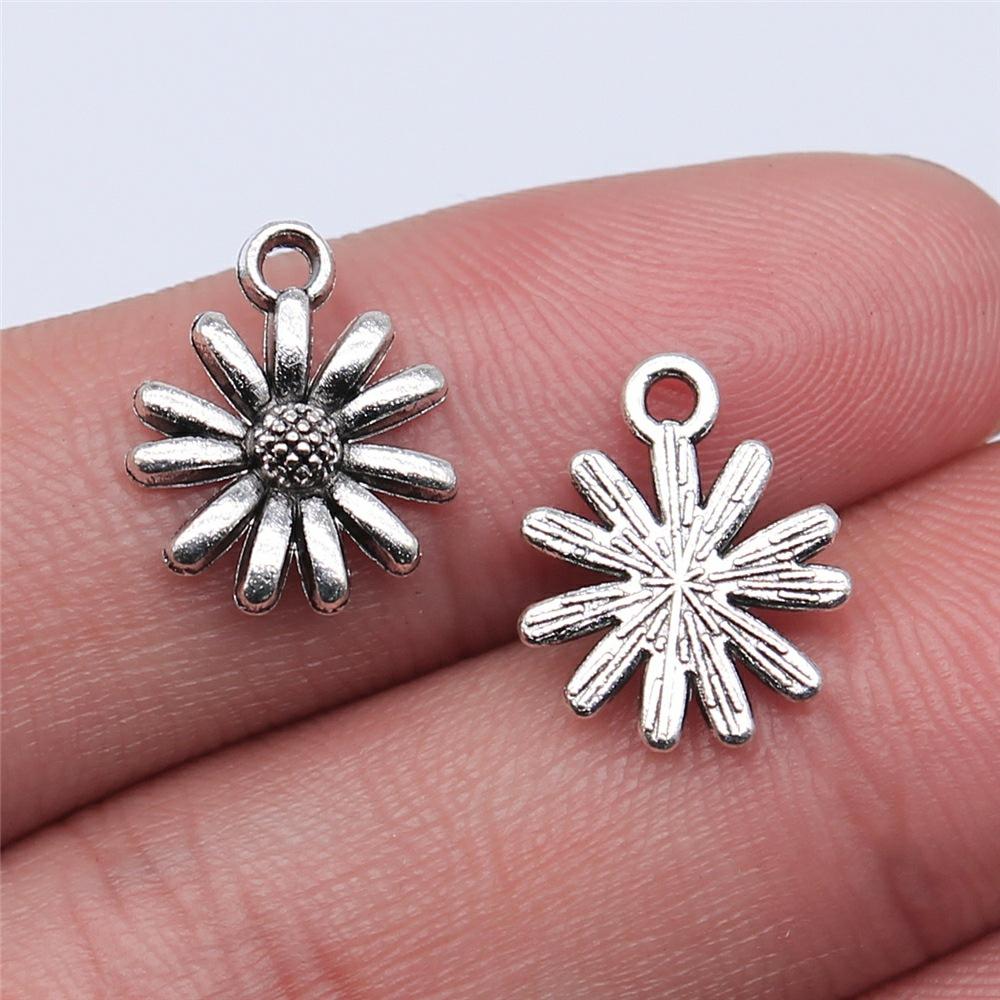 20 Stück Blumenanhänger Antiksilberfarbe Sonnenblumenanhänger Schmuck DIY Gänseblümchen-Anhänger Für Armbandherstellung