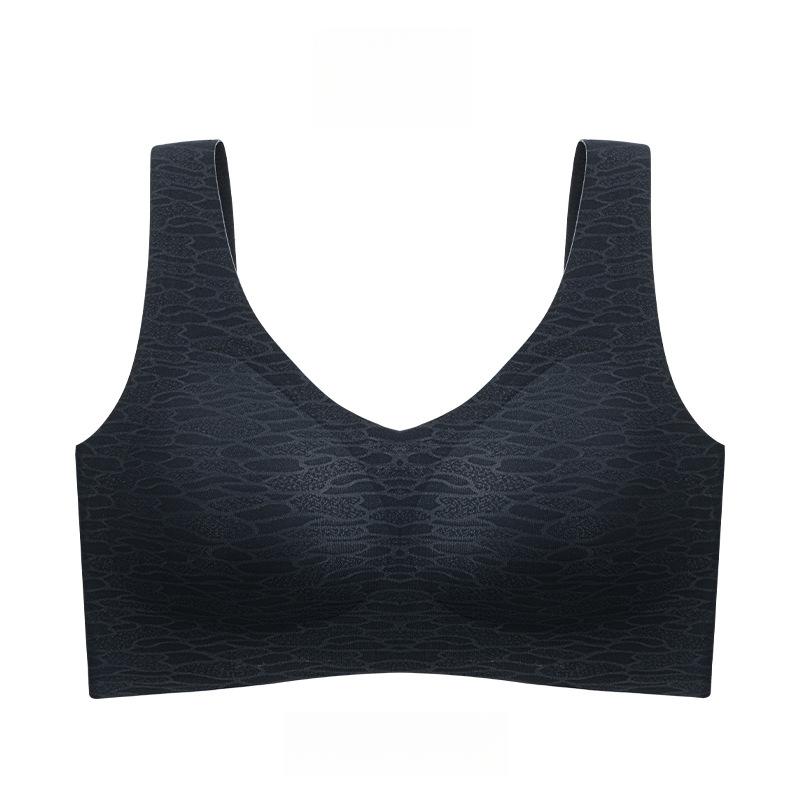 

Бесшовное нижнее белье One Piece для женщин больших размеров, тонкий и дышащий бюстгальтер, аксессуар против провисания, складной, без косточек 5XL чёрный