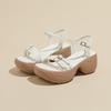 Thick-soled Slope Heel 7CM Sandals for Women with Open-toed Muffin Heel, Light and Not Tired Feet, Retro Roman Heightening Shoes for Women