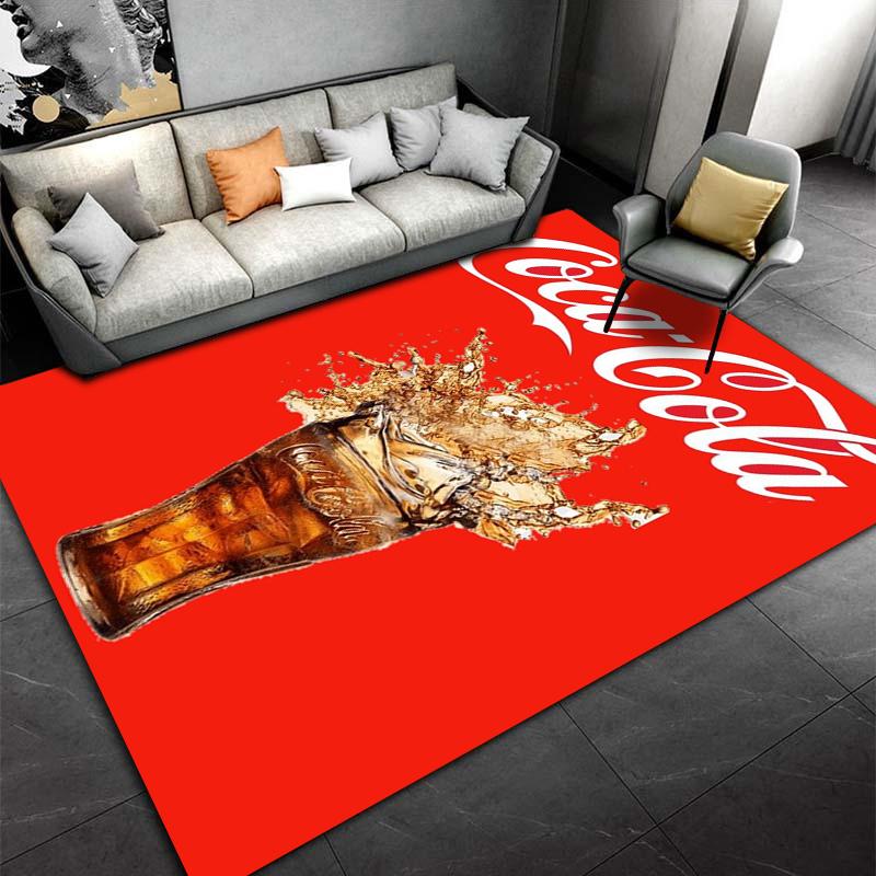 "Red Carpet with Coca-Cola Logo and Splashing Drink Design" Suitable for Use As an Anti-slip for Living Room Bedroom Sofas