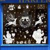 5pcs Christmas Static Cling Window Stickers, White PVC 20cm x 30cm Sheets with Santa Reindeer Snowman & Snowflakes