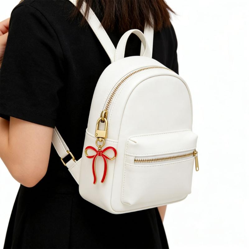 Elegant Red Bowknot Tassels Pendant Keychain Stylish Bag Charm For Keys And Bags Sturdy Alloy Material Car Key Decoration