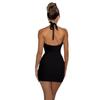 2024 Summer Women's Elegant Strapless Halter V-neck Dress - Waist-cinching, Hip-wrapping Style