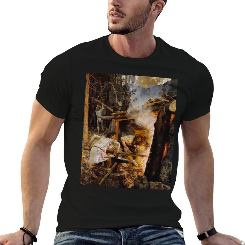 Akseli Gallen-Kallela - The Forging of the Sampo T-Shirt Soft Casual Short Sleeve Cotton Tee