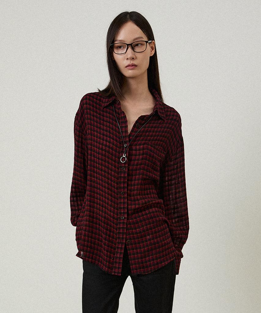 LMOOD WOMEN Esmeralda Cotton Viscose Check Shirt Red