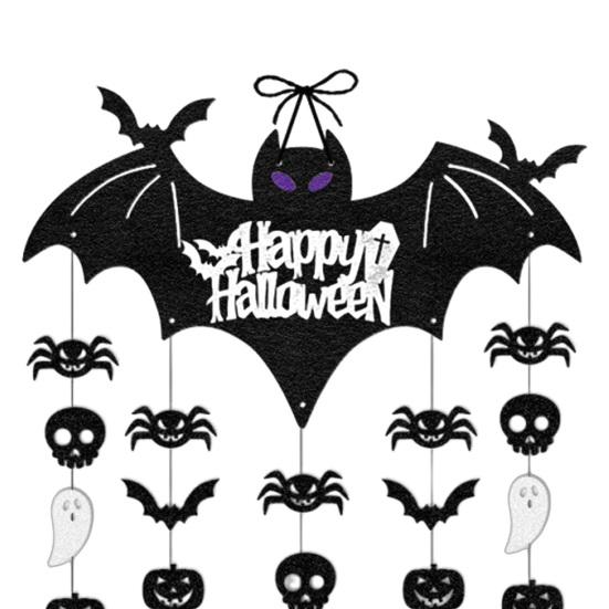 Party Atmosphere Accents Happy Halloween Bat Hanging Door Sign, Spooky Skull Spider Paper Festive Holiday Supplies Ornament, Large Wall Hanger