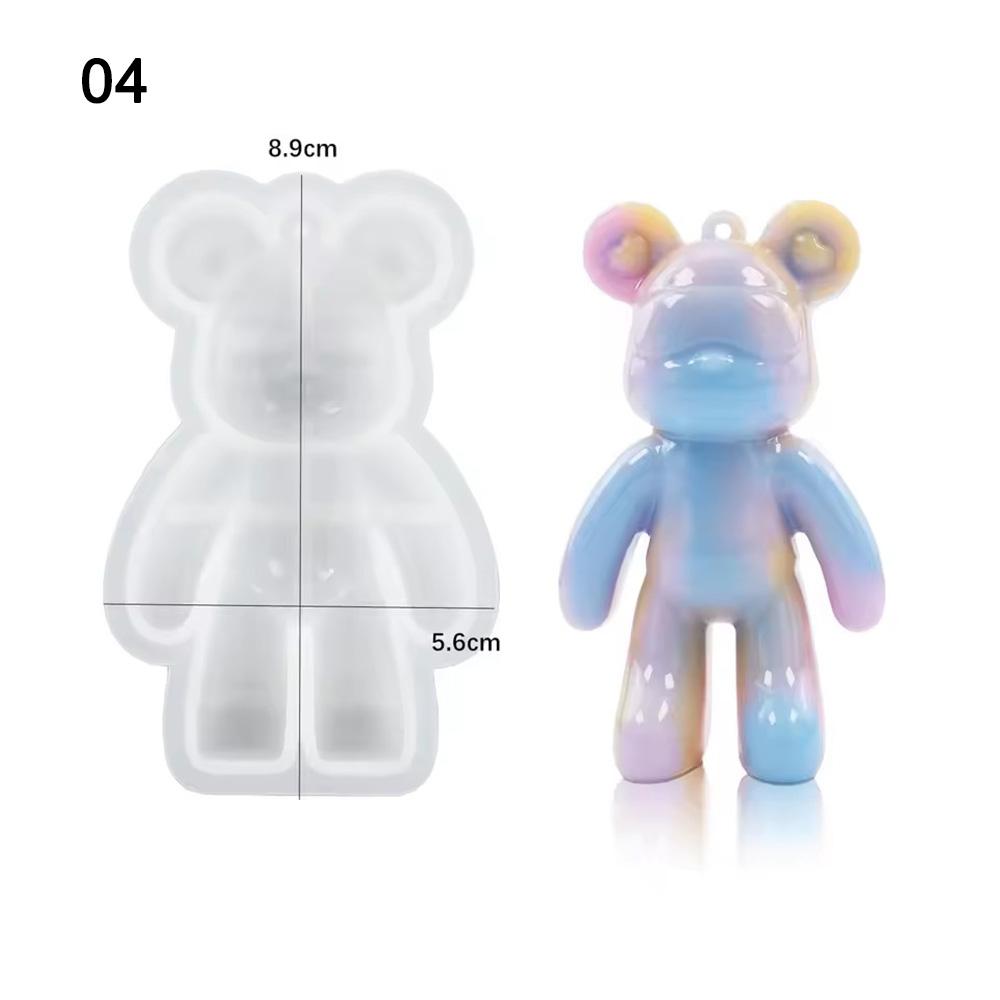 DIY 3D Kleiner Bär Kristall Epoxidharzform Astronaut Schlüsselanhänger mit Loch Anhänger Silikon Blutrosa Bärenform