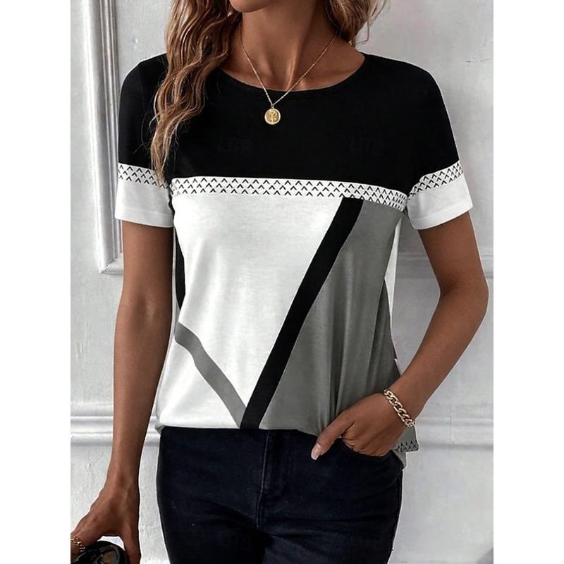 Women's T Shirt Print Abstract Vintage Short Sleeve Long Sleeve Crew Neck Round Neck Regular Tops