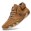 Handmade men's retro leather boots, fashionable designer shoes, outdoor boots, men's walking shoes, men's breathable boots