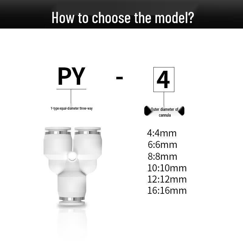 PY-Y Type Equal Tee Pneumatic Air Tube Connector CN plug (adapter included)