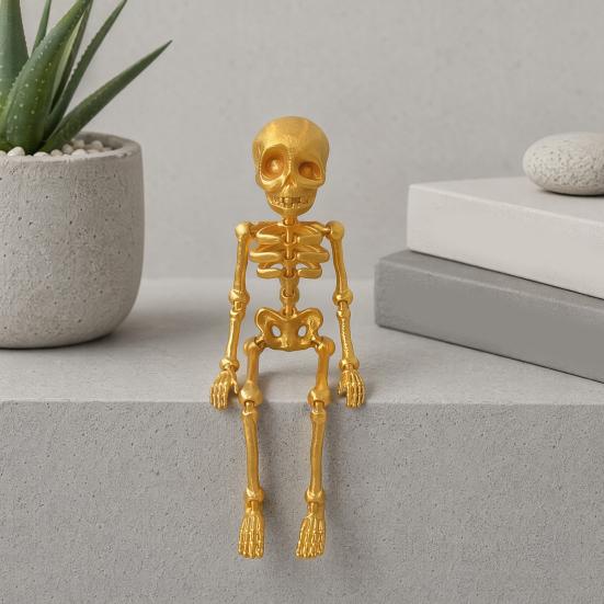 3D Printed Skeleton Refrigerator Magnet, Poseable Skeleton Figurine with Movable Joints, Halloween Gothic Skeleton Fridge Magnet Decoration