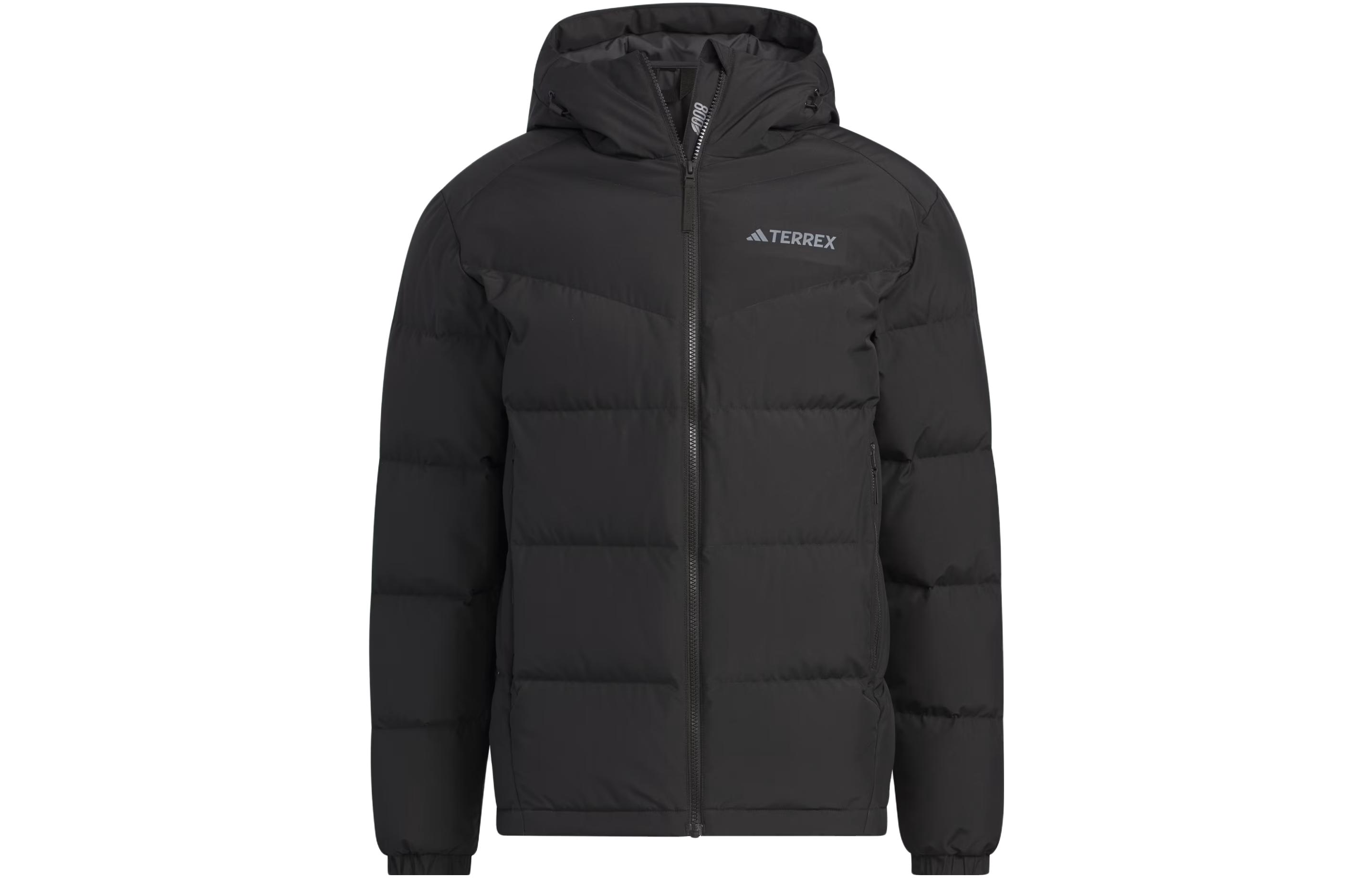 Adidas Down Jackets Men s Black Hooded Moderate Down Jacket IU2683 XS