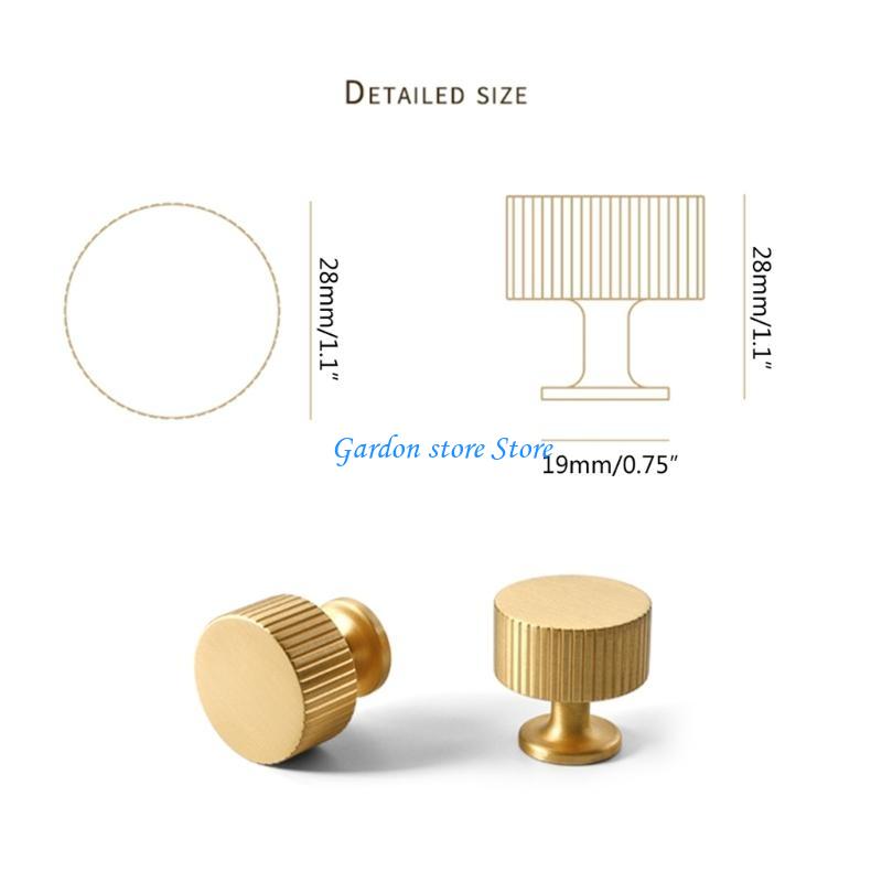 B0KB Set of 4 Brushed Gold Brass Drawer Knobs Elegant Brass Pulls for Household