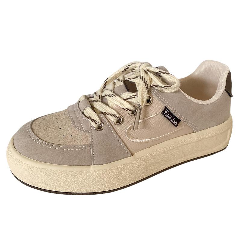 

6563 латексная стелька/толстая подошва туфли женские ретро нишевая 2024 новый оригинальный дизайн в стиле колледжа повседневная обувь 35 бежевый