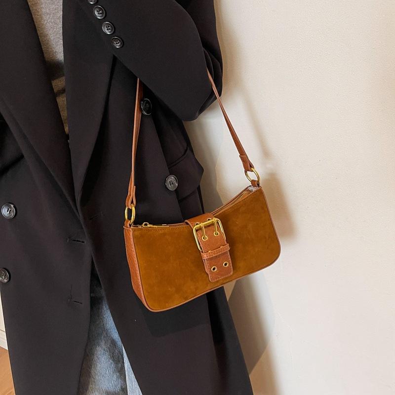 Autumn and Winter Retro Solid Color Bag New Casual Fashion Single Shoulder Women Commuting Small Square Bag Underarm Bag