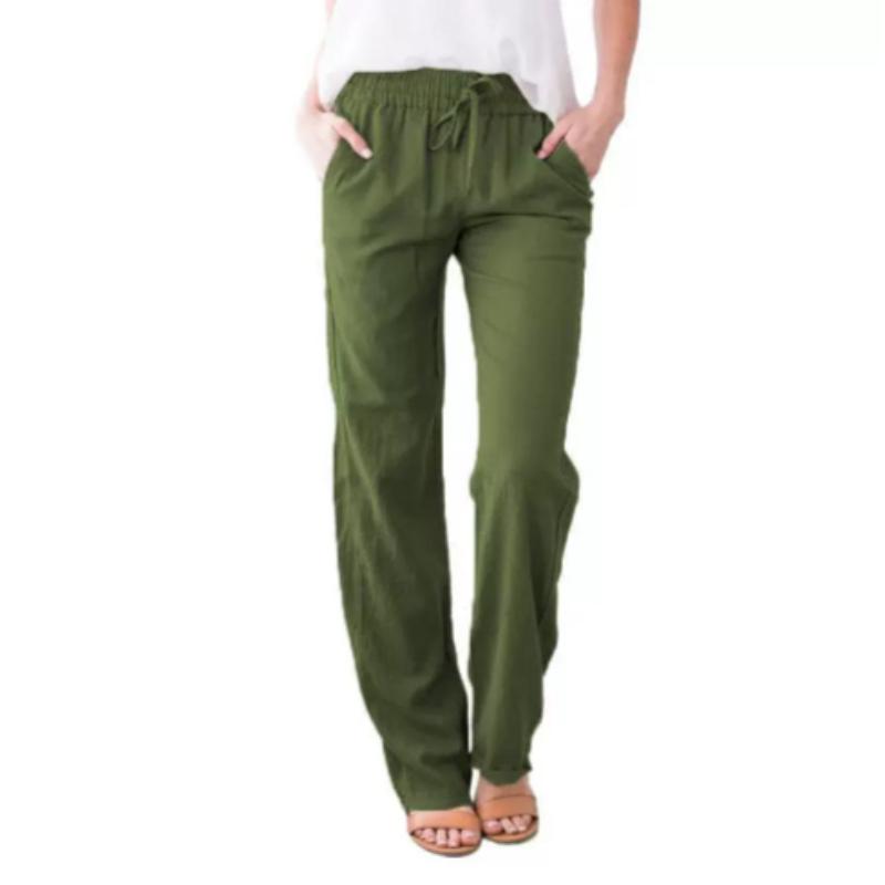 Женские брюки весна-лето однотонные брюки свободные на шнурке повседневные широкие брюки 3XL армия зеленый