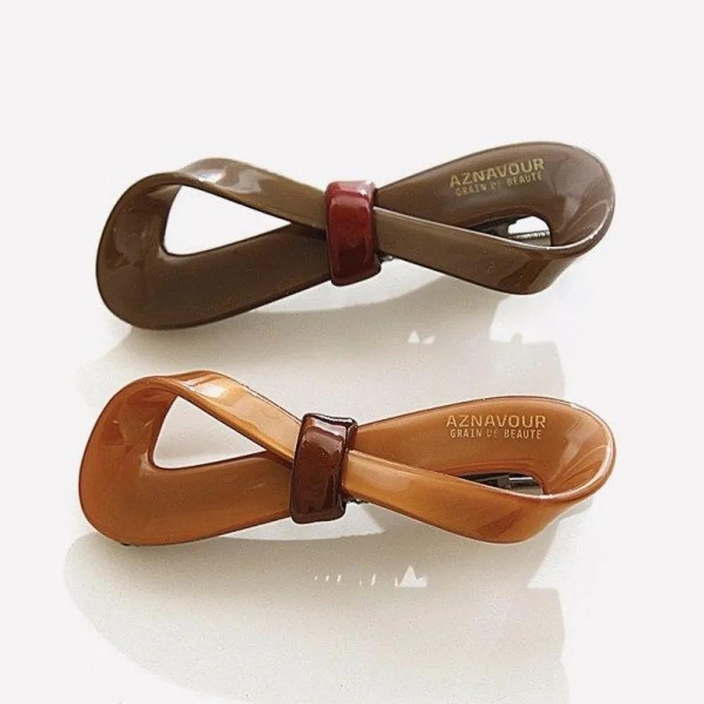 J Lauren Cellulose Ribbon Point Hair Clip H01334 brown