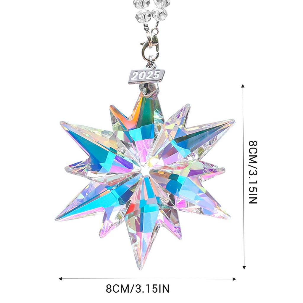 Crystal Snowflakes Car Pendant Decoration Colorful Snowflakes Hanging Ornaments Sun Catcher Car Interior Accessories Xmas Gifts
