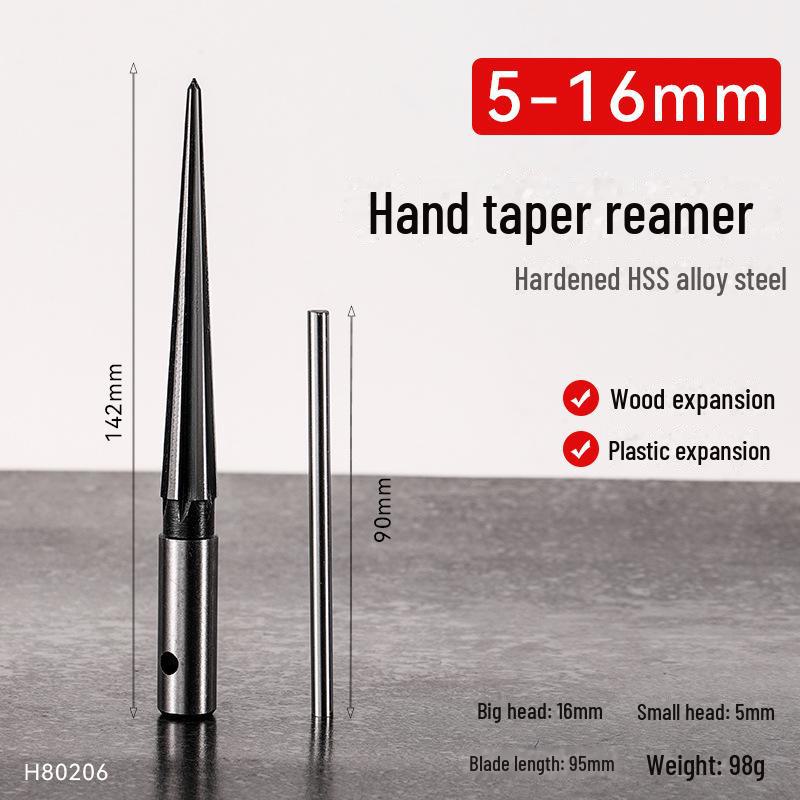 High-Speed Steel Taper Reamer - Straight Handle, Hexagonal Cone, High Hardness for Woodworking and Metal Expansion
