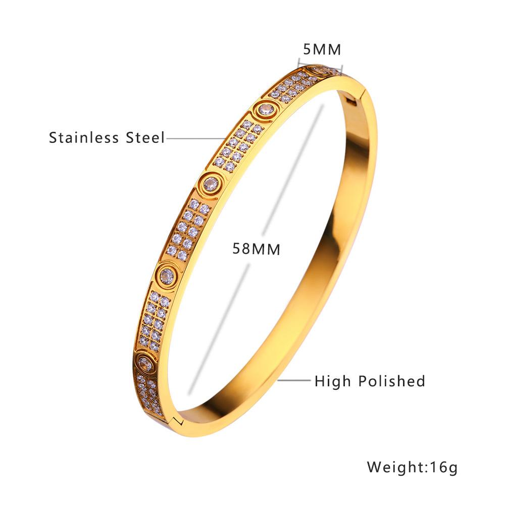 Ins Wind Gypsy Star Bracelet Two Rows of Diamonds Slightly Inlaid with Diamonds Stainless Steel Bracelet Titanium Steel Jewelry Bracelet Women