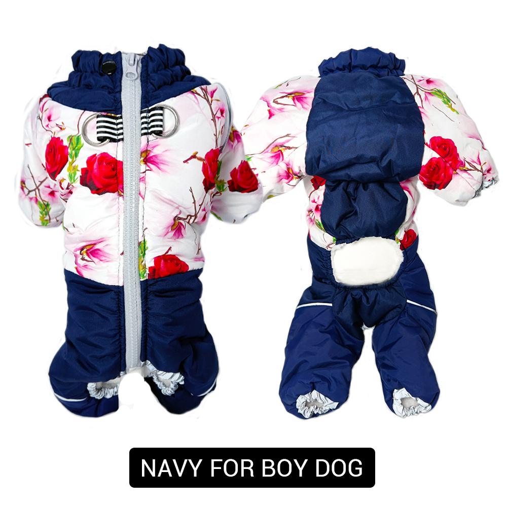 Winter Pet Jacket for Small Dogs Waterproof Windproof Zip-Up Snowsuit Fully Covered Belly Thicken Overalls for Girl/Boy Dogs