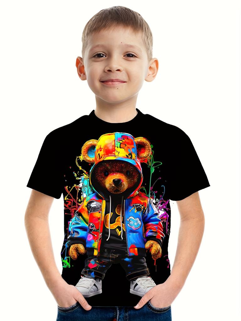 Ubrania Dziecięce Chłopięce Halloween Rekin Dynia Nadruk Chłopięcy T-shirt Krótki Rękaw Kreskówkowy Graficzny T-shirty O-Neck Odzież Dziecięca