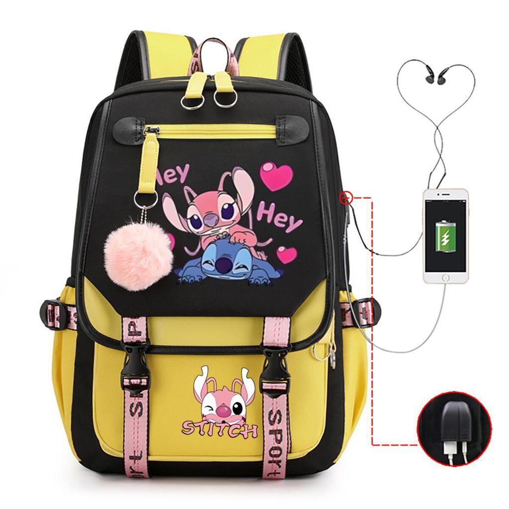 Children'S School Bag Contrasting Color Neutral Backpack Animation Printing Primary And Secondary School Students
