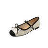 Xiaoxiangfeng bow Mary Jane shoes women's flat apricot ballet shoes women's versatile one-pedal soft-soled single shoes
