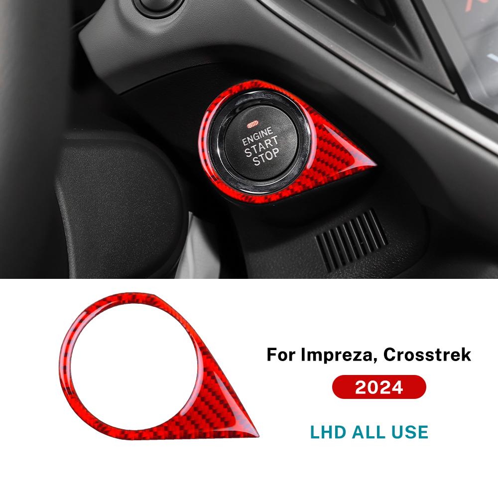 Carbon Fiber Push Start Button Cover Trim for Subaru Levorg 2024-2026 Glossy Interior Decoration