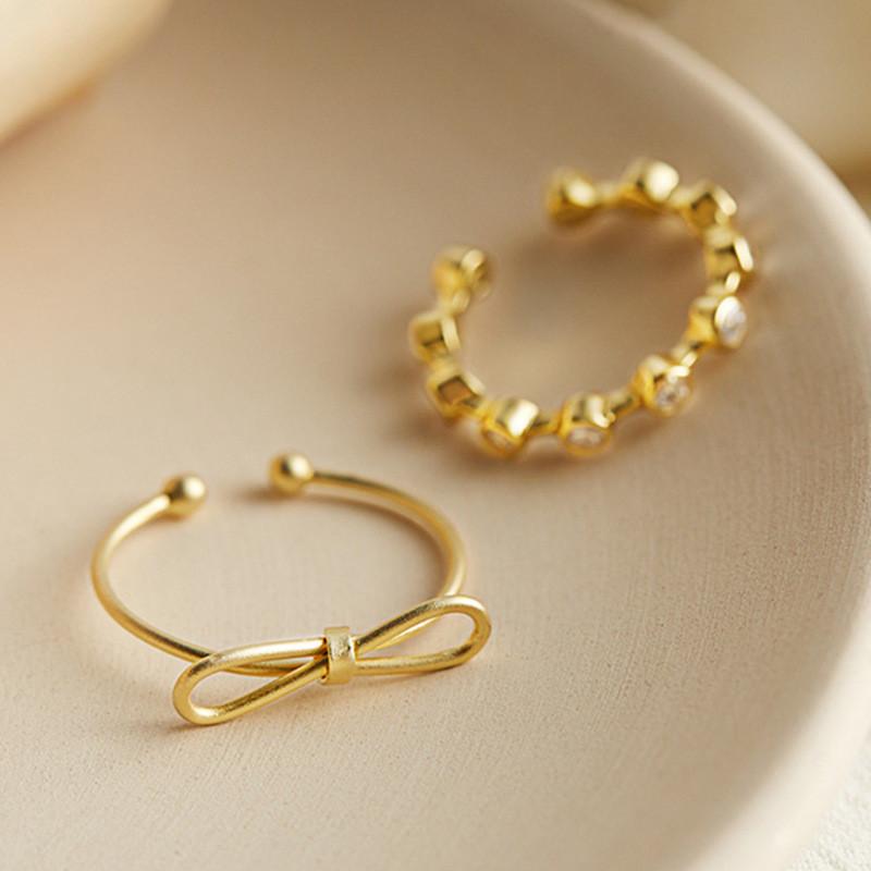 Elegant Gold Butterfly Knot Open Adjustable Ring Crafted From 925 Sterling Silver For Women